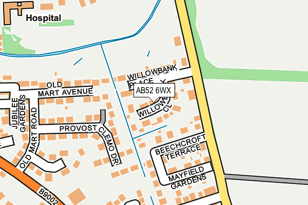 AB52 6WX map - OS OpenMap – Local (Ordnance Survey)