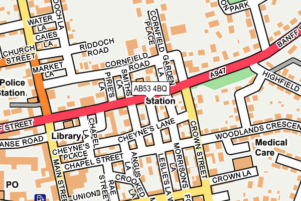 AB53 4BQ map - OS OpenMap – Local (Ordnance Survey)