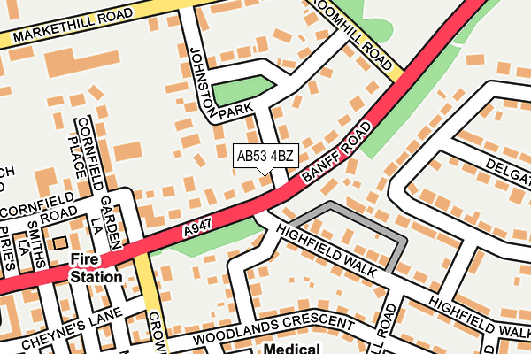 AB53 4BZ map - OS OpenMap – Local (Ordnance Survey)