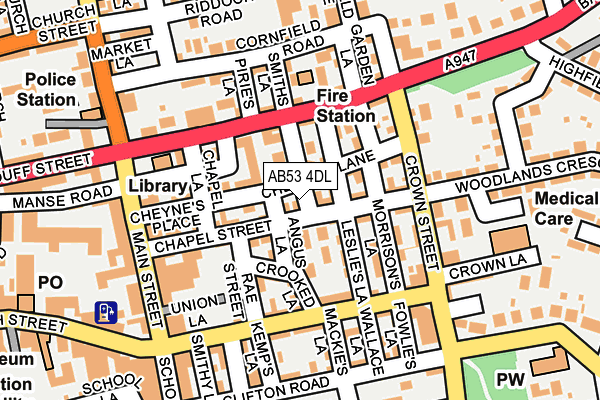 AB53 4DL map - OS OpenMap – Local (Ordnance Survey)