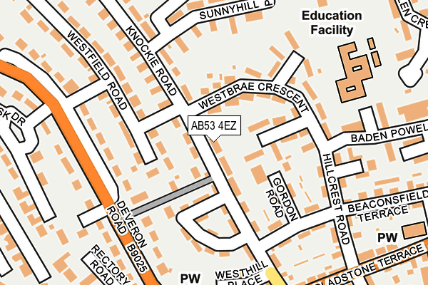 AB53 4EZ map - OS OpenMap – Local (Ordnance Survey)