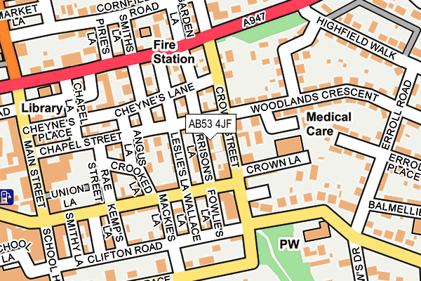 AB53 4JF map - OS OpenMap – Local (Ordnance Survey)