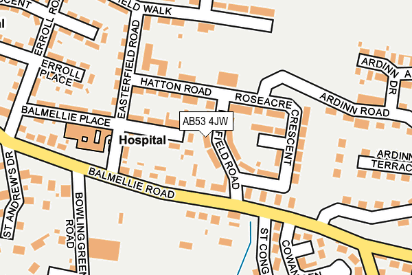 AB53 4JW map - OS OpenMap – Local (Ordnance Survey)