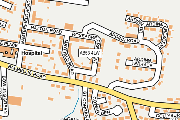 AB53 4LW map - OS OpenMap – Local (Ordnance Survey)
