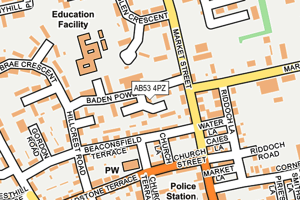 AB53 4PZ map - OS OpenMap – Local (Ordnance Survey)