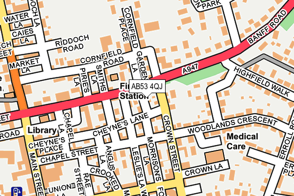 AB53 4QJ map - OS OpenMap – Local (Ordnance Survey)