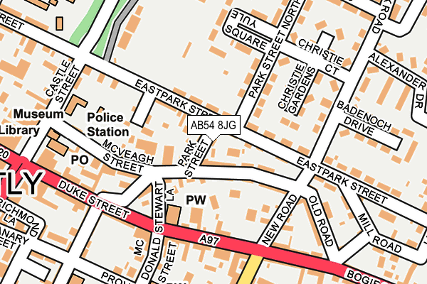 AB54 8JG map - OS OpenMap – Local (Ordnance Survey)
