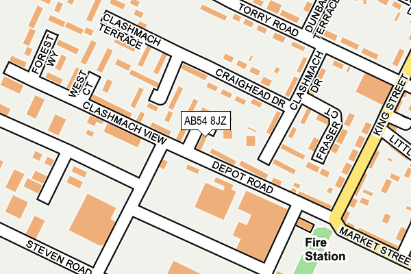 AB54 8JZ map - OS OpenMap – Local (Ordnance Survey)