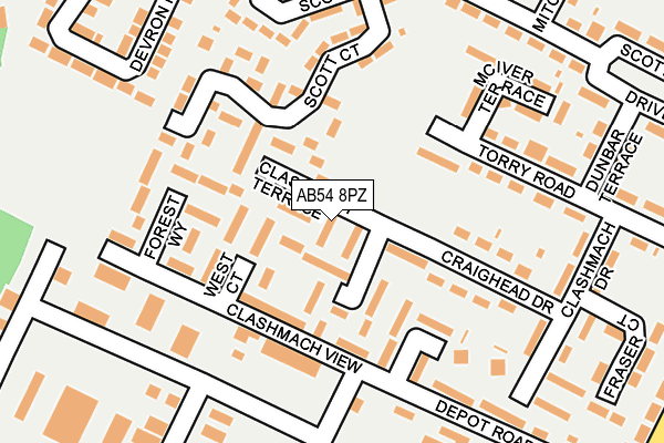 AB54 8PZ map - OS OpenMap – Local (Ordnance Survey)