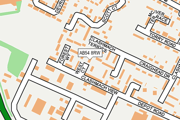 AB54 8RW map - OS OpenMap – Local (Ordnance Survey)