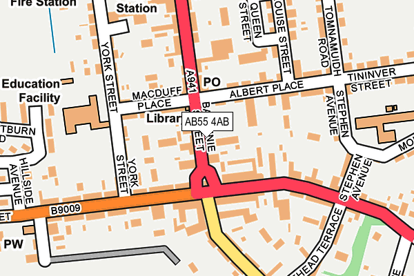 AB55 4AB map - OS OpenMap – Local (Ordnance Survey)
