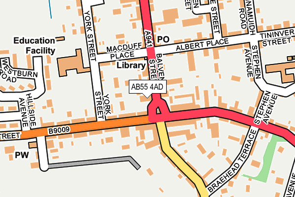 AB55 4AD map - OS OpenMap – Local (Ordnance Survey)