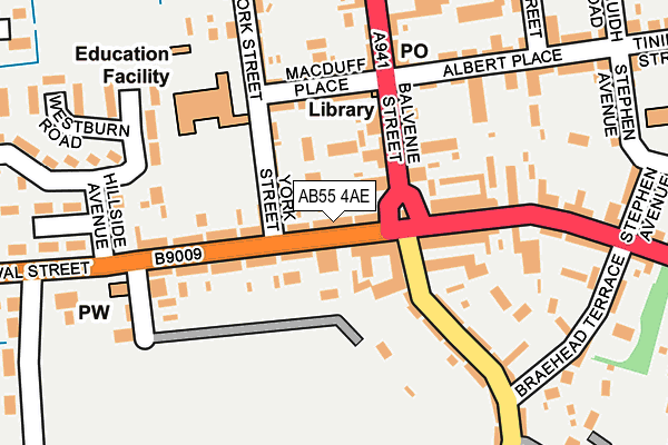 AB55 4AE map - OS OpenMap – Local (Ordnance Survey)