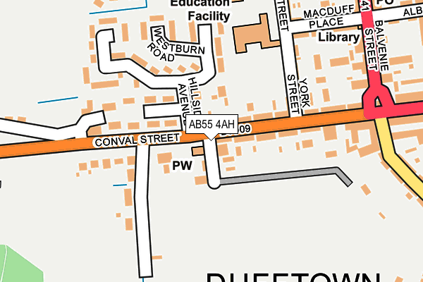 AB55 4AH map - OS OpenMap – Local (Ordnance Survey)