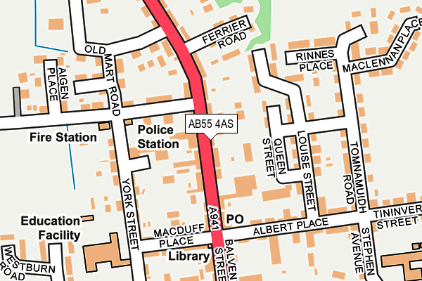 AB55 4AS map - OS OpenMap – Local (Ordnance Survey)