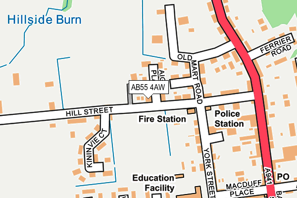 AB55 4AW map - OS OpenMap – Local (Ordnance Survey)