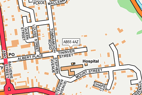 AB55 4AZ map - OS OpenMap – Local (Ordnance Survey)