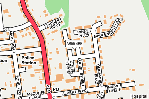 AB55 4BE map - OS OpenMap – Local (Ordnance Survey)