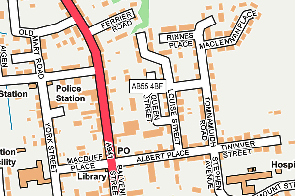 AB55 4BF map - OS OpenMap – Local (Ordnance Survey)