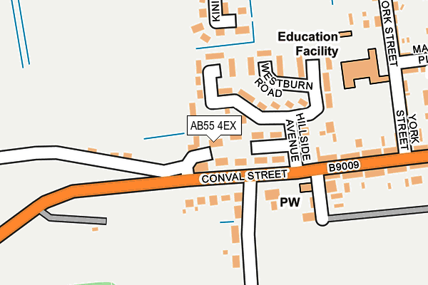 AB55 4EX map - OS OpenMap – Local (Ordnance Survey)
