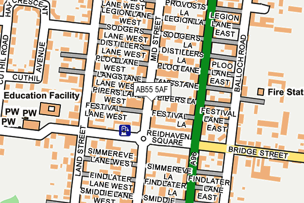 AB55 5AF map - OS OpenMap – Local (Ordnance Survey)