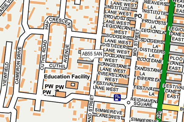 AB55 5AN map - OS OpenMap – Local (Ordnance Survey)