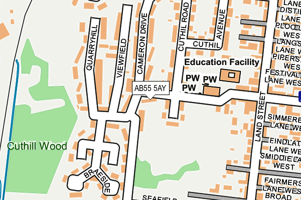 AB55 5AY map - OS OpenMap – Local (Ordnance Survey)