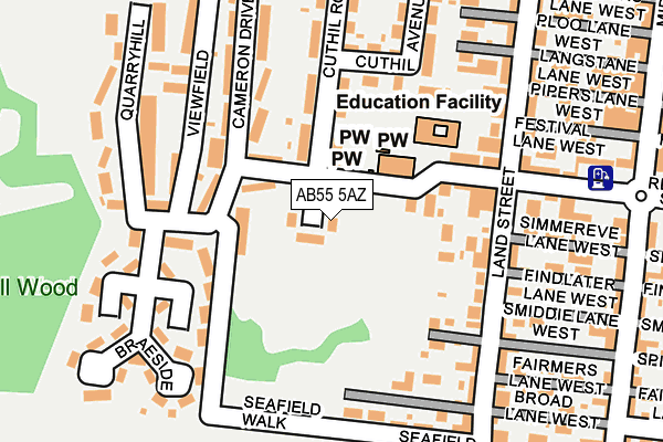 AB55 5AZ map - OS OpenMap – Local (Ordnance Survey)