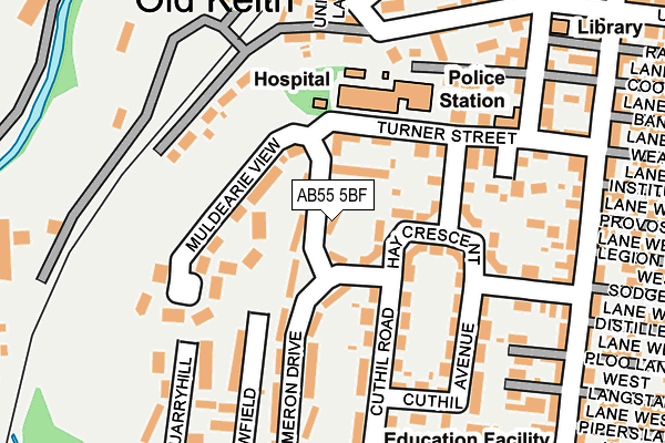 AB55 5BF map - OS OpenMap – Local (Ordnance Survey)
