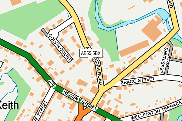 AB55 5BX map - OS OpenMap – Local (Ordnance Survey)