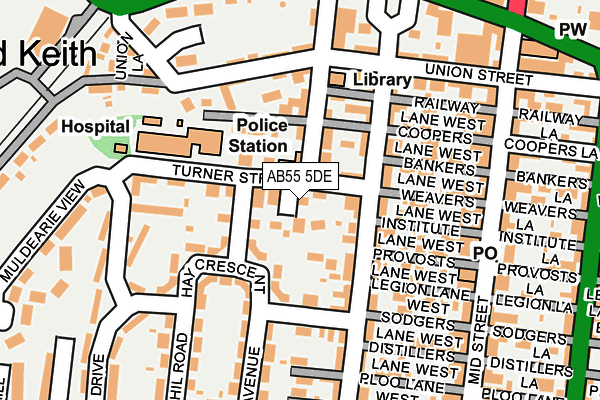 AB55 5DE map - OS OpenMap – Local (Ordnance Survey)
