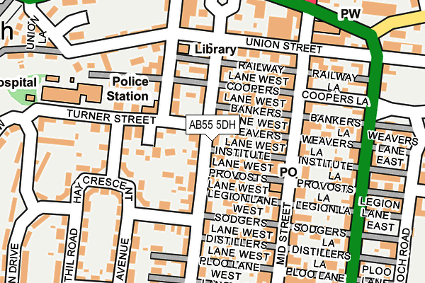 AB55 5DH map - OS OpenMap – Local (Ordnance Survey)