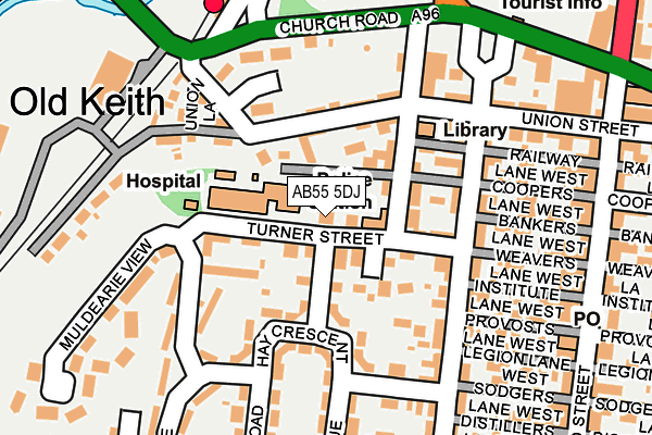 AB55 5DJ map - OS OpenMap – Local (Ordnance Survey)