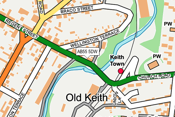 AB55 5DW map - OS OpenMap – Local (Ordnance Survey)