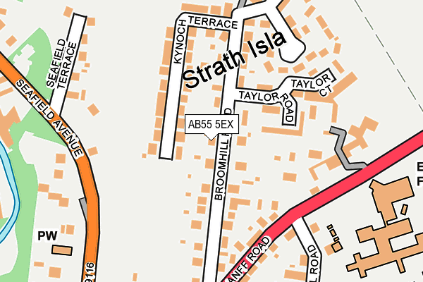 AB55 5EX map - OS OpenMap – Local (Ordnance Survey)