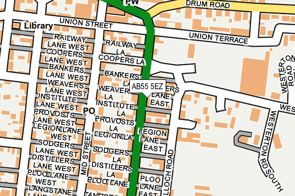 AB55 5EZ map - OS OpenMap – Local (Ordnance Survey)