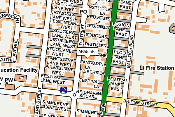 AB55 5FJ map - OS OpenMap – Local (Ordnance Survey)