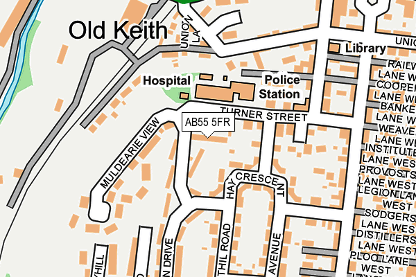 AB55 5FR map - OS OpenMap – Local (Ordnance Survey)