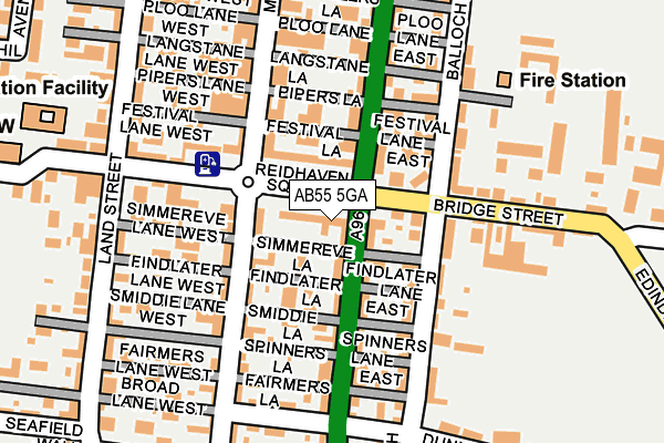AB55 5GA map - OS OpenMap – Local (Ordnance Survey)