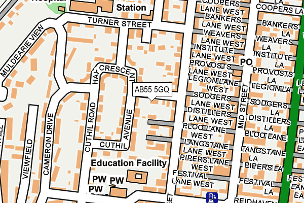 AB55 5GQ map - OS OpenMap – Local (Ordnance Survey)