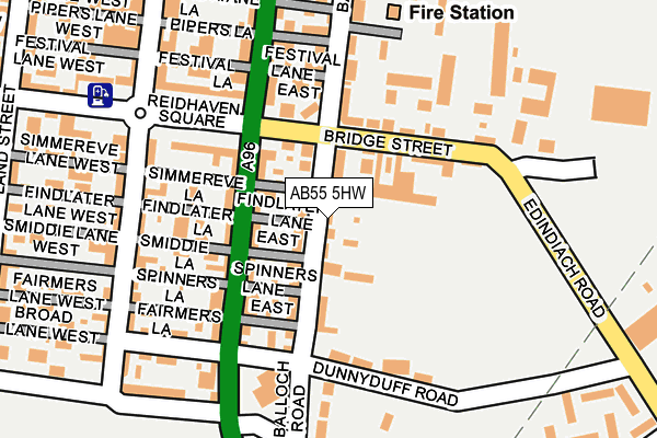AB55 5HW map - OS OpenMap – Local (Ordnance Survey)