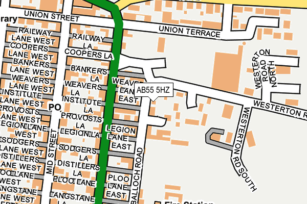 AB55 5HZ map - OS OpenMap – Local (Ordnance Survey)