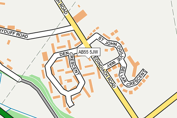 AB55 5JW map - OS OpenMap – Local (Ordnance Survey)