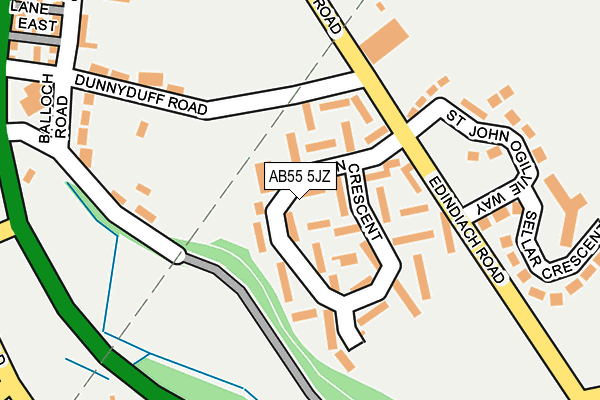 AB55 5JZ map - OS OpenMap – Local (Ordnance Survey)