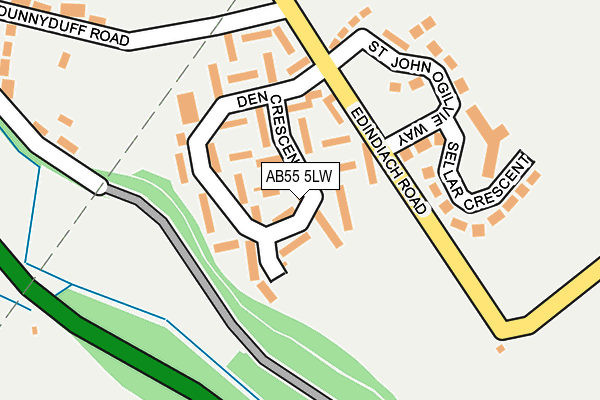 AB55 5LW map - OS OpenMap – Local (Ordnance Survey)