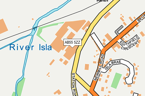 AB55 5ZZ map - OS OpenMap – Local (Ordnance Survey)