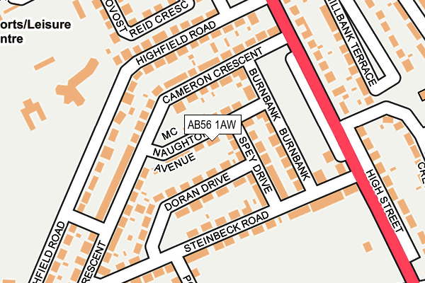 AB56 1AW map - OS OpenMap – Local (Ordnance Survey)