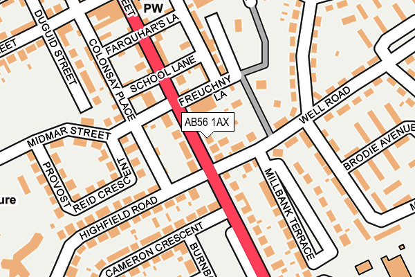AB56 1AX map - OS OpenMap – Local (Ordnance Survey)