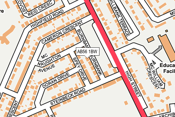 AB56 1BW map - OS OpenMap – Local (Ordnance Survey)