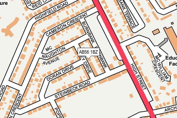 AB56 1BZ map - OS OpenMap – Local (Ordnance Survey)